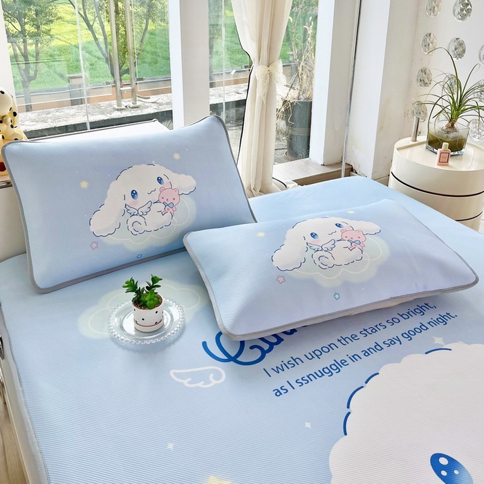 91家纺网 家纺一手货源 找家纺 蘭菲家纺 2025新款三丽鸥卡通印花冰丝凉席 棉花糖