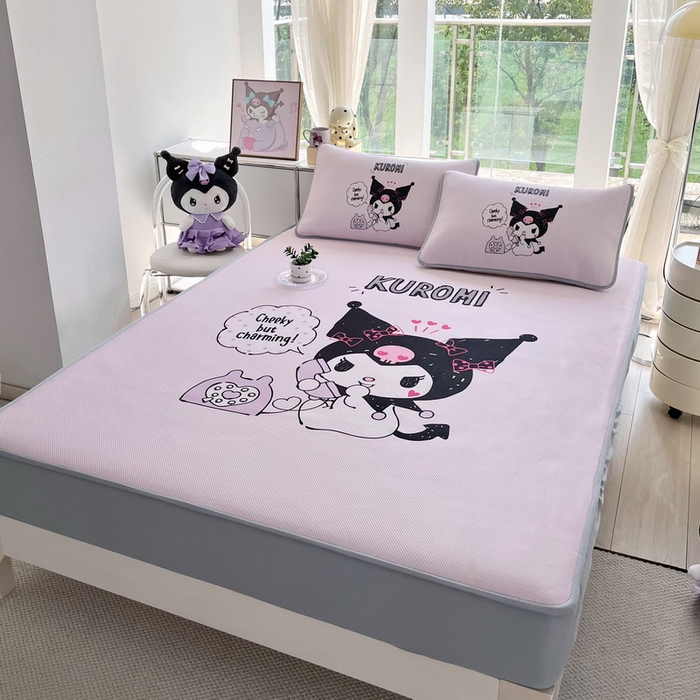 91家纺网 家纺一手货源 找家纺 蘭菲家纺 2025新款三丽鸥卡通印花冰丝凉席 明天见