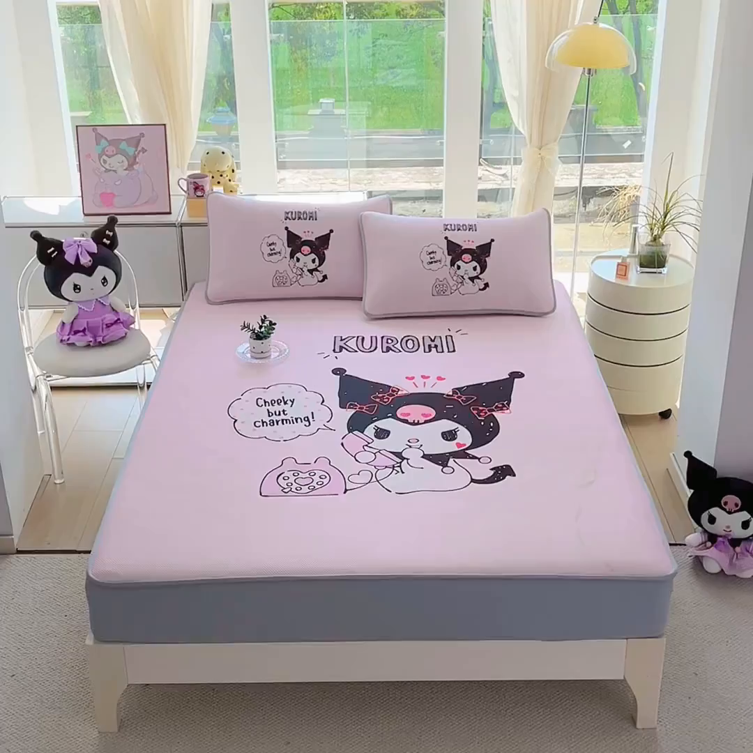 91家纺网 家纺一手货源 找家纺 蘭菲家纺 2025新款三丽鸥卡通印花冰丝凉席 明天见