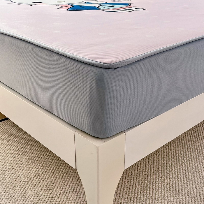 91家纺网 家纺一手货源 找家纺 蘭菲家纺 2025新款三丽鸥卡通印花冰丝凉席 摩卡-粉