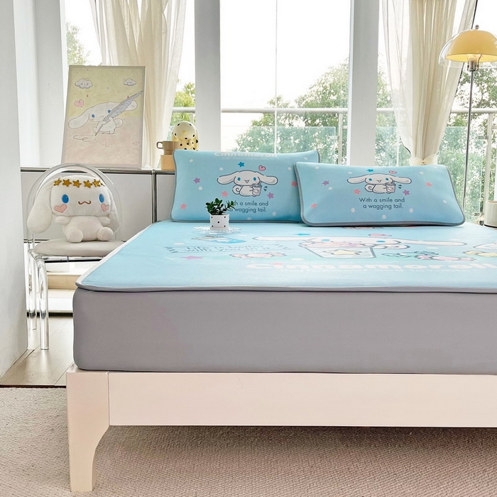 91家纺网 家纺一手货源 找家纺 蘭菲家纺 2025新款三丽鸥卡通印花冰丝凉席 奶茶来了