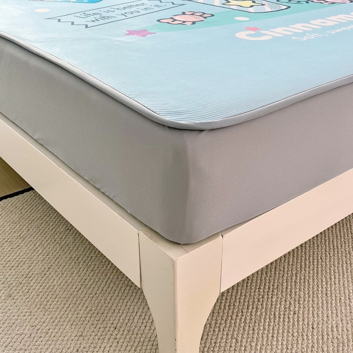 91家纺网 家纺一手货源 找家纺 蘭菲家纺 2025新款三丽鸥卡通印花冰丝凉席 奶茶来了