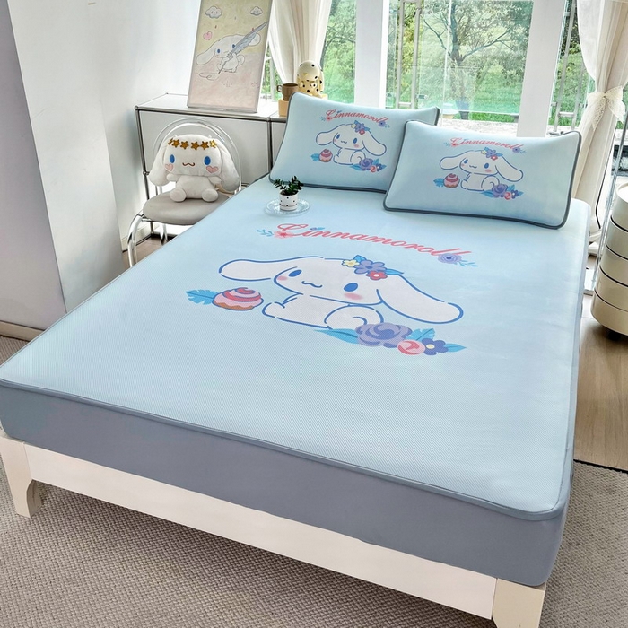 91家纺网 家纺一手货源 找家纺 蘭菲家纺 2025新款三丽鸥卡通印花冰丝凉席 泡芙