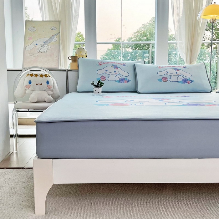 91家纺网 家纺一手货源 找家纺 蘭菲家纺 2025新款三丽鸥卡通印花冰丝凉席 泡芙