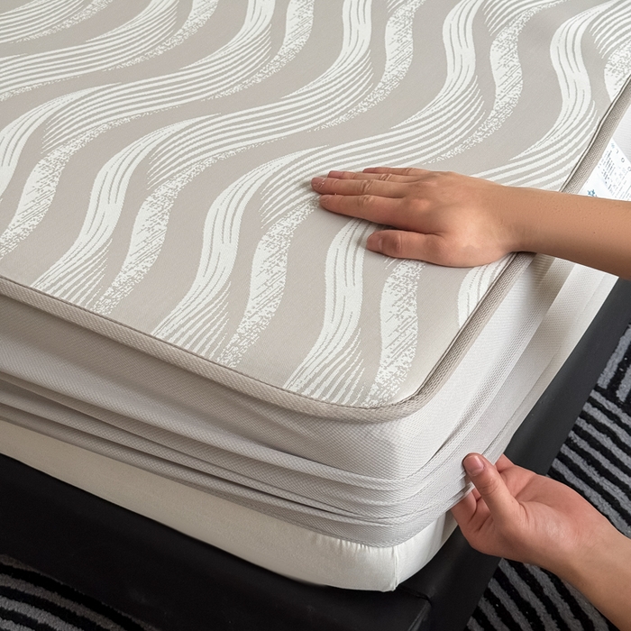 91家纺网 家纺一手货源 找家纺 （总）九花鹿 2025新款A类PE凉感提花床笠款冰丝凉席软凉席可机洗可水洗