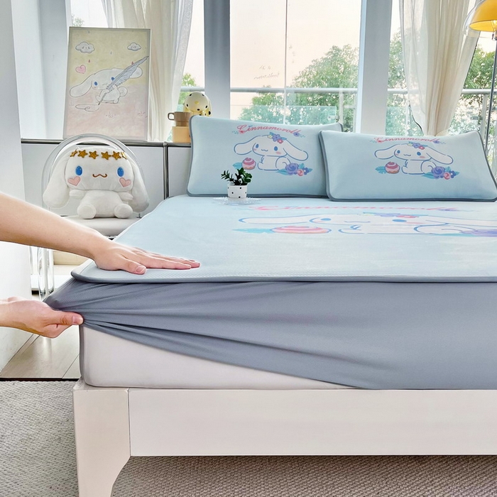 91家纺网 家纺一手货源 找家纺 蘭菲家纺 2025新款三丽鸥卡通印花冰丝凉席 泡芙