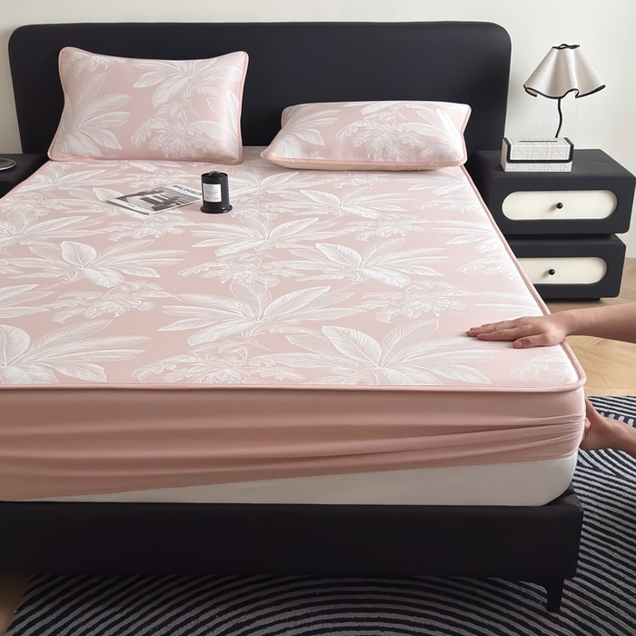 91家纺网 家纺一手货源 找家纺 （总）九花鹿 2025新款A类PE凉感提花床笠款冰丝凉席软凉席可机洗可水洗