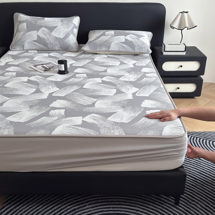 91家纺网 家纺一手货源 找家纺 （总）九花鹿 2025新款A类PE凉感提花床笠款冰丝凉席软凉席可机洗可水洗