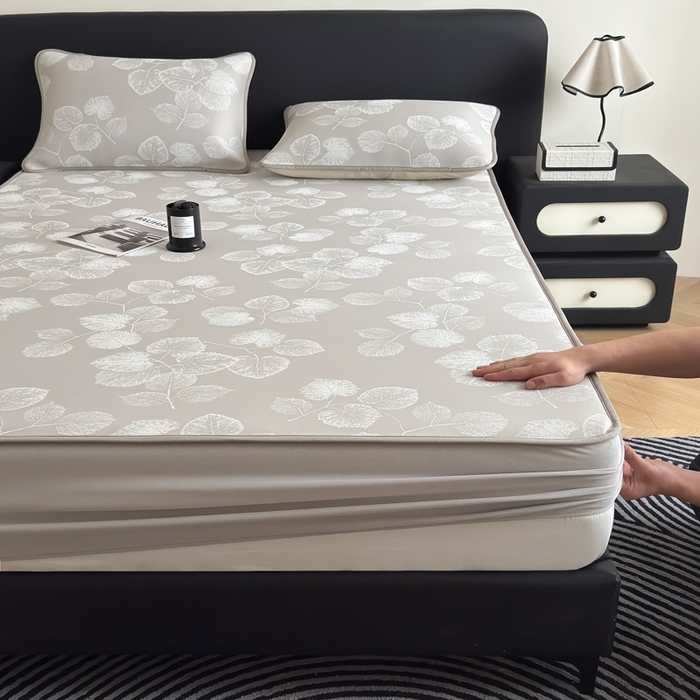 91家纺网 家纺一手货源 找家纺 （总）九花鹿 2025新款A类PE凉感提花床笠款冰丝凉席软凉席可机洗可水洗