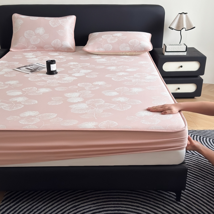 91家纺网 家纺一手货源 找家纺 （总）九花鹿 2025新款A类PE凉感提花床笠款冰丝凉席软凉席可机洗可水洗