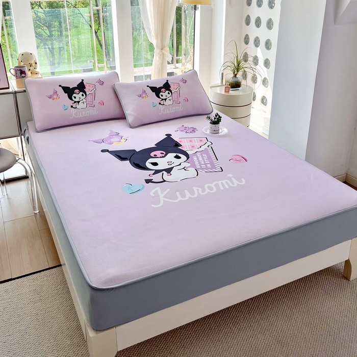 91家纺网 家纺一手货源 找家纺 蘭菲家纺 2025新款三丽鸥卡通印花冰丝凉席 巧克力