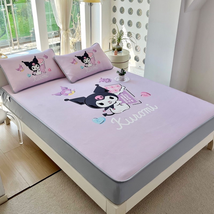 91家纺网 家纺一手货源 找家纺 蘭菲家纺 2025新款三丽鸥卡通印花冰丝凉席 巧克力