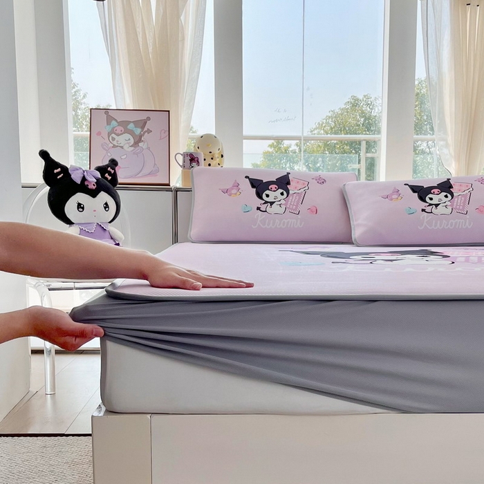 91家纺网 家纺一手货源 找家纺 蘭菲家纺 2025新款三丽鸥卡通印花冰丝凉席 巧克力