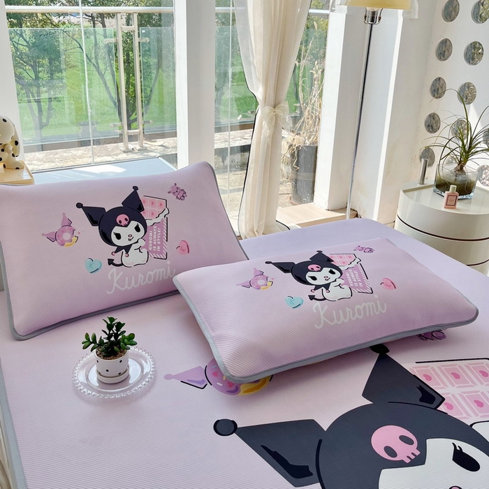 91家纺网 家纺一手货源 找家纺 蘭菲家纺 2025新款三丽鸥卡通印花冰丝凉席 巧克力