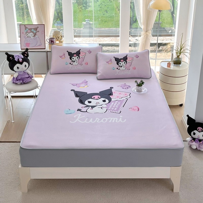 91家纺网 家纺一手货源 找家纺 蘭菲家纺 2025新款三丽鸥卡通印花冰丝凉席 巧克力