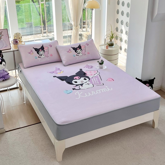 91家纺网 家纺一手货源 找家纺 蘭菲家纺 2025新款三丽鸥卡通印花冰丝凉席 巧克力