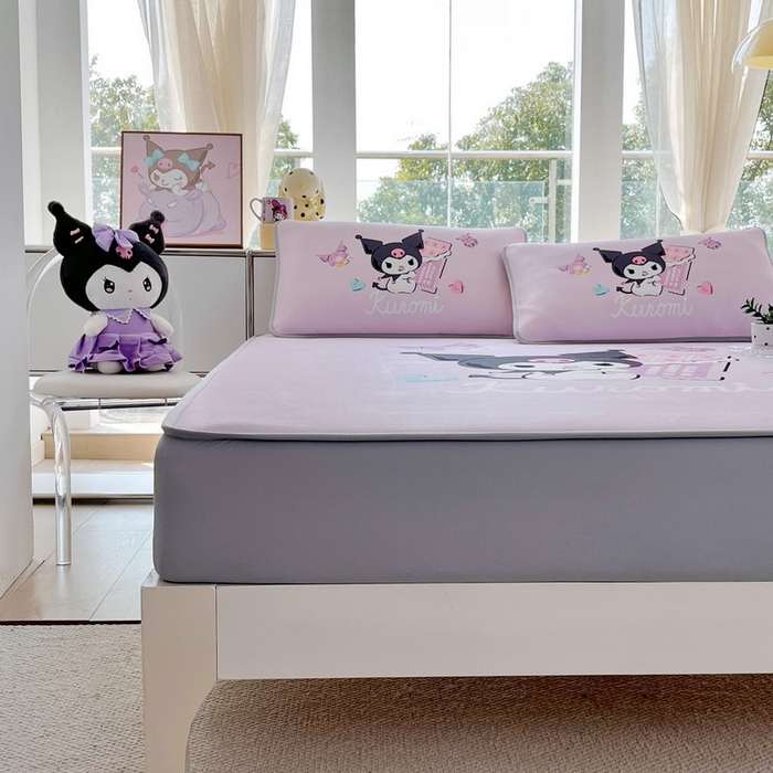 91家纺网 家纺一手货源 找家纺 蘭菲家纺 2025新款三丽鸥卡通印花冰丝凉席 巧克力