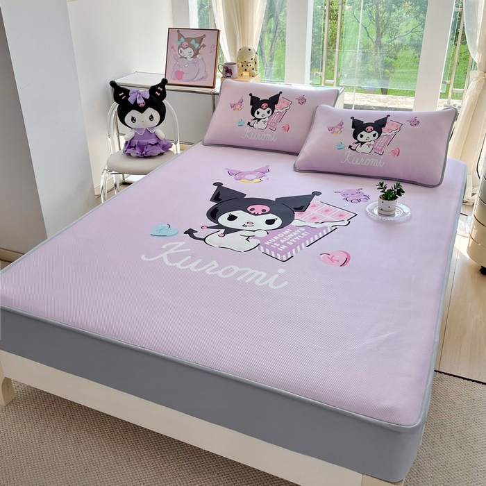 91家纺网 家纺一手货源 找家纺 蘭菲家纺 2025新款三丽鸥卡通印花冰丝凉席 巧克力