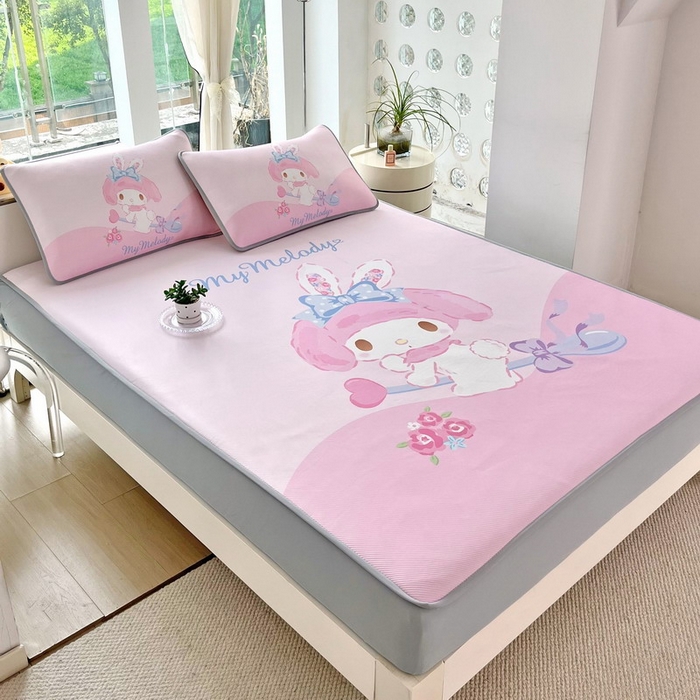 91家纺网 家纺一手货源 找家纺 蘭菲家纺 2025新款三丽鸥卡通印花冰丝凉席 去约会