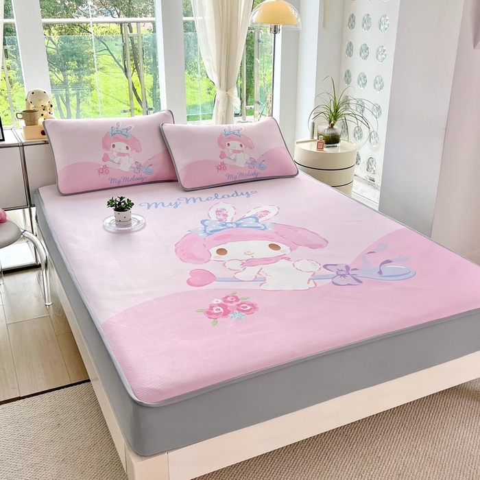 91家纺网 家纺一手货源 找家纺 蘭菲家纺 2025新款三丽鸥卡通印花冰丝凉席 去约会