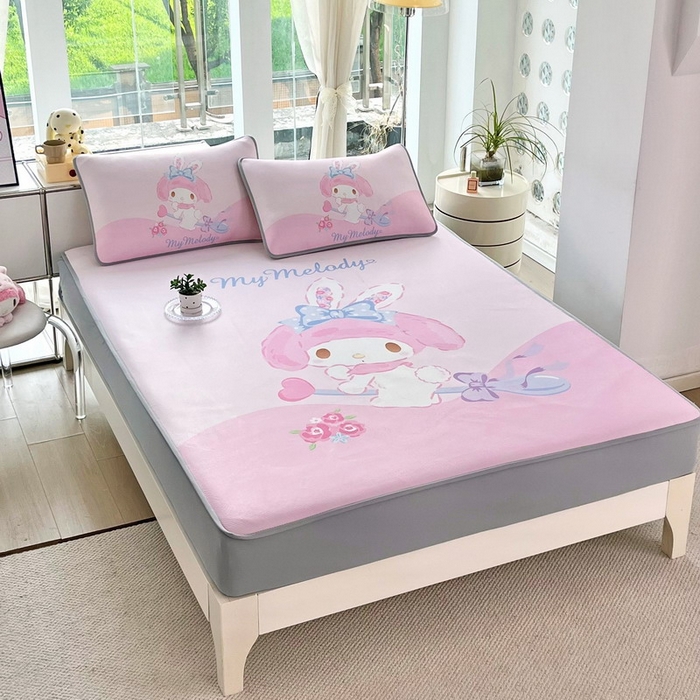 91家纺网 家纺一手货源 找家纺 蘭菲家纺 2025新款三丽鸥卡通印花冰丝凉席 去约会