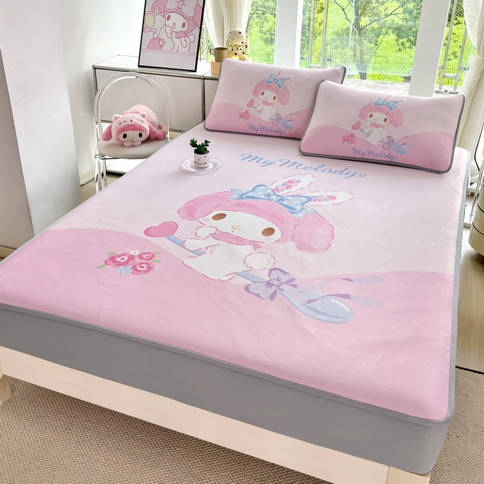 91家纺网 家纺一手货源 找家纺 蘭菲家纺 2025新款三丽鸥卡通印花冰丝凉席 去约会