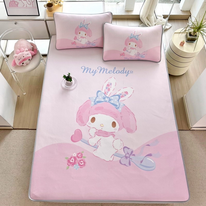 91家纺网 家纺一手货源 找家纺 蘭菲家纺 2025新款三丽鸥卡通印花冰丝凉席 去约会