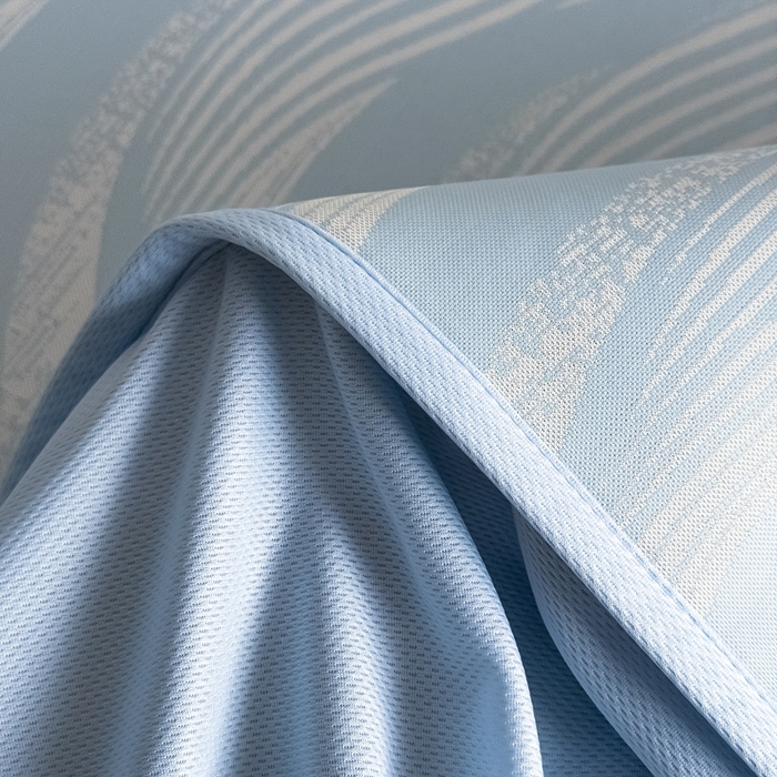 91家纺网 家纺一手货源 找家纺 九花鹿 2025新款A类PE凉感提花床笠款冰丝凉席软凉席可机洗可水洗 波纹（天空蓝）