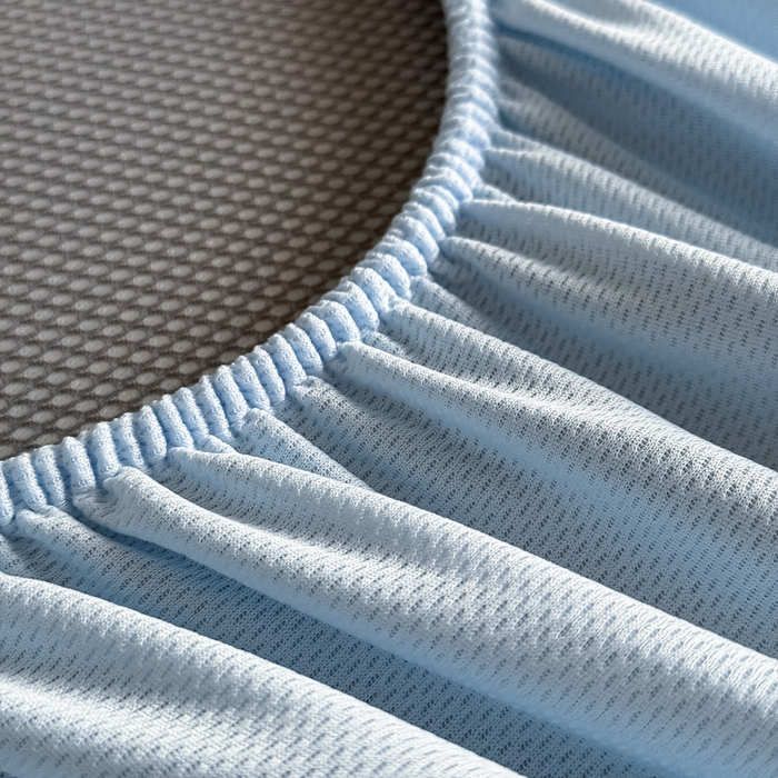 91家纺网 家纺一手货源 找家纺 九花鹿 2025新款A类PE凉感提花床笠款冰丝凉席软凉席可机洗可水洗 波纹（天空蓝）