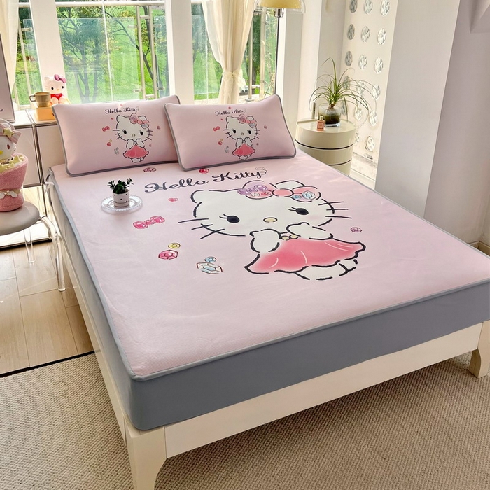 91家纺网 家纺一手货源 找家纺 蘭菲家纺 2025新款三丽鸥卡通印花冰丝凉席 甜睿