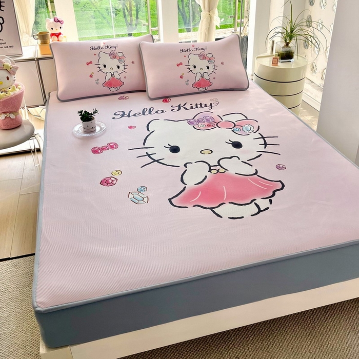 91家纺网 家纺一手货源 找家纺 蘭菲家纺 2025新款三丽鸥卡通印花冰丝凉席 甜睿