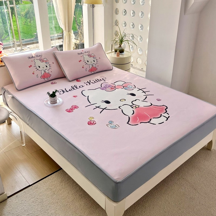 91家纺网 家纺一手货源 找家纺 蘭菲家纺 2025新款三丽鸥卡通印花冰丝凉席 甜睿