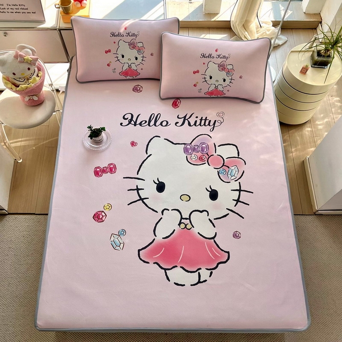 91家纺网 家纺一手货源 找家纺 蘭菲家纺 2025新款三丽鸥卡通印花冰丝凉席 甜睿