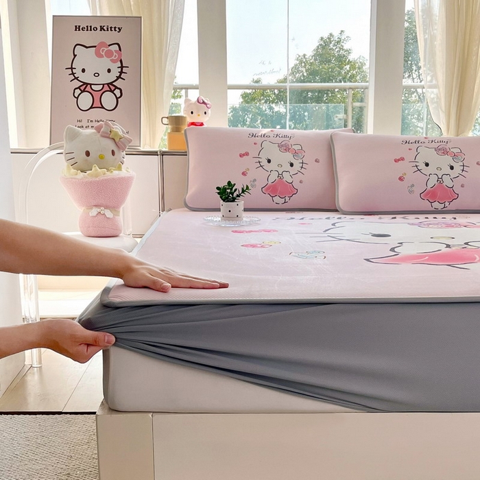 91家纺网 家纺一手货源 找家纺 蘭菲家纺 2025新款三丽鸥卡通印花冰丝凉席 甜睿