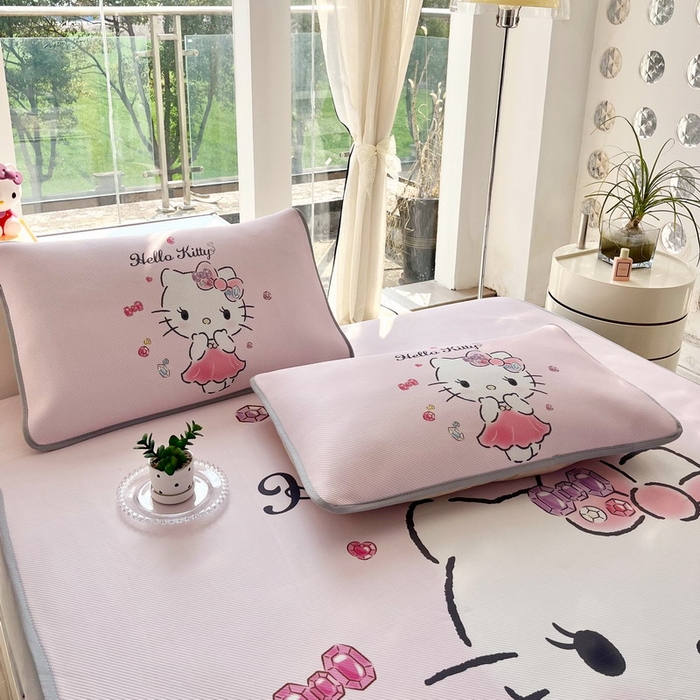 91家纺网 家纺一手货源 找家纺 蘭菲家纺 2025新款三丽鸥卡通印花冰丝凉席 甜睿