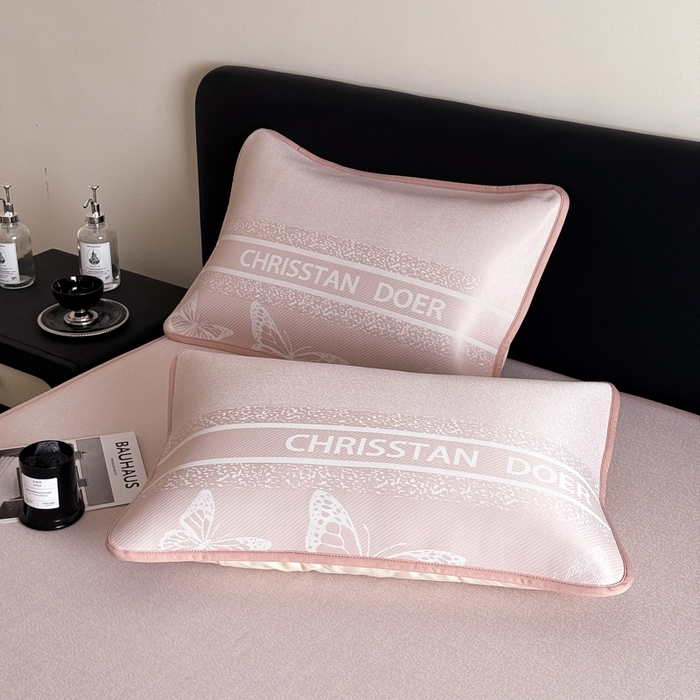 91家纺网 家纺一手货源 找家纺 九花鹿 2025新款A类PE凉感提花床笠款冰丝凉席软凉席可机洗可水洗 蝶舞（浅粉）