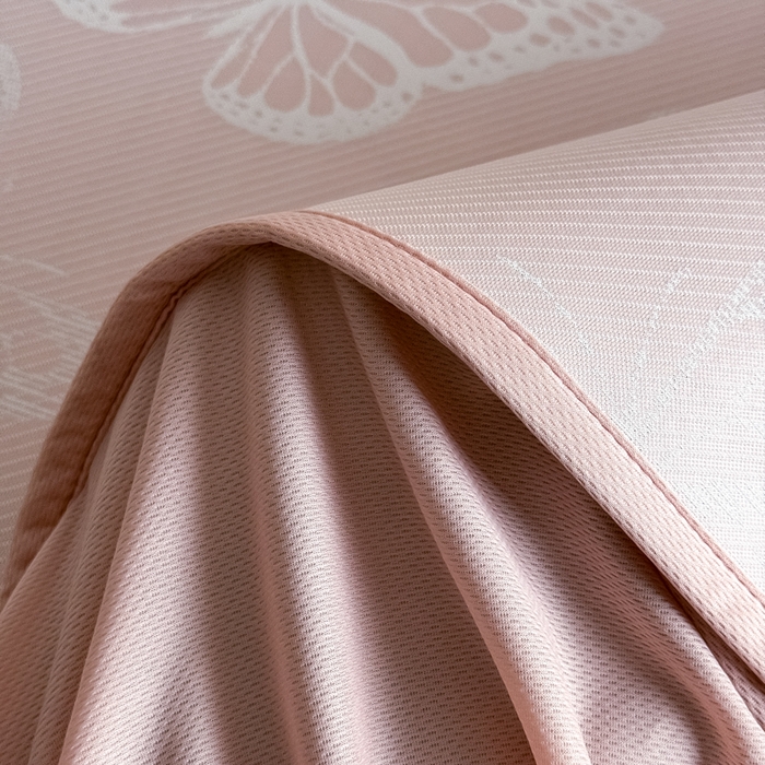 91家纺网 家纺一手货源 找家纺 九花鹿 2025新款A类PE凉感提花床笠款冰丝凉席软凉席可机洗可水洗 蝶舞（浅粉）