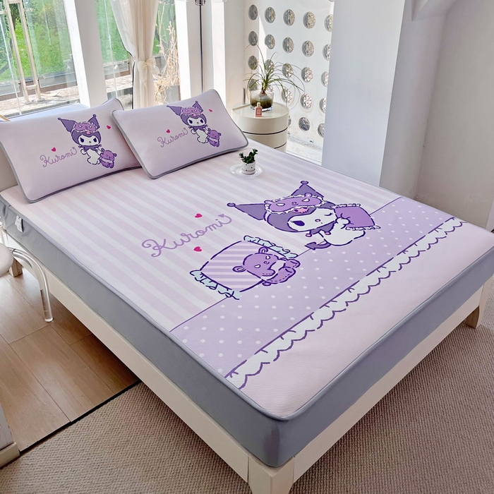 91家纺网 家纺一手货源 找家纺 蘭菲家纺 2025新款三丽鸥卡通印花冰丝凉席 小蜜库