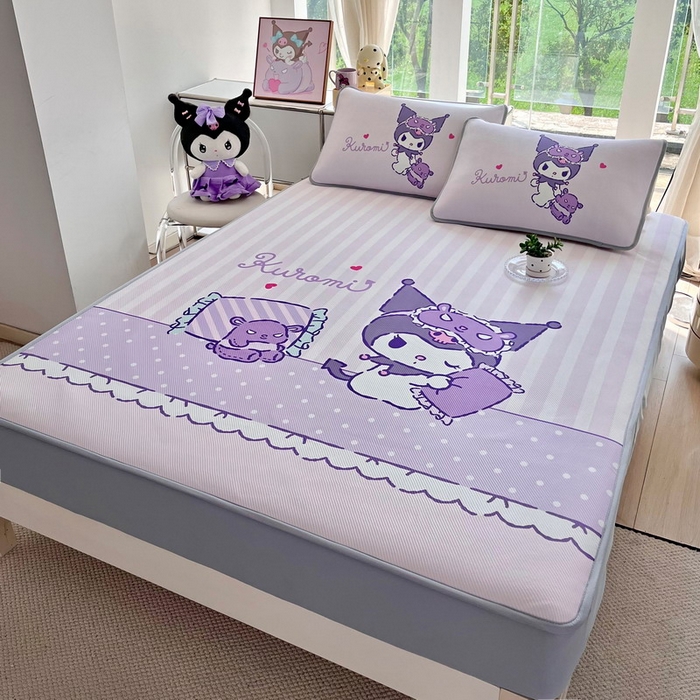 91家纺网 家纺一手货源 找家纺 蘭菲家纺 2025新款三丽鸥卡通印花冰丝凉席 小蜜库