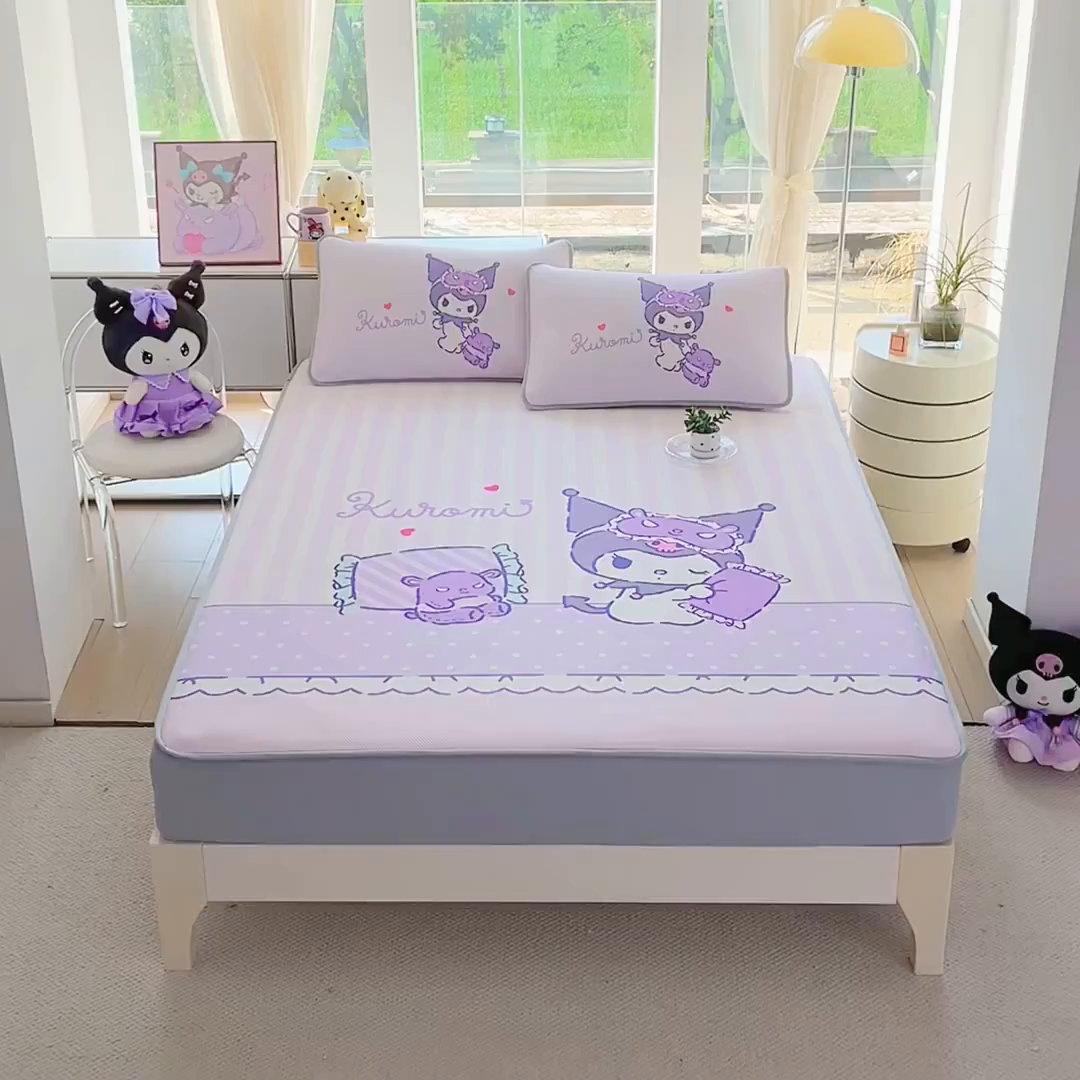 91家纺网 家纺一手货源 找家纺 蘭菲家纺 2025新款三丽鸥卡通印花冰丝凉席 小蜜库