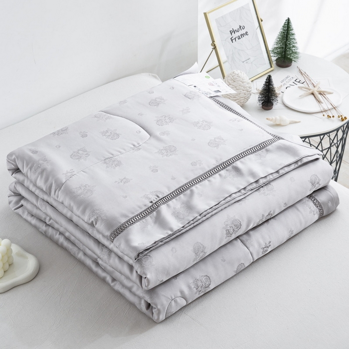 鲁爱家纺供货 2025新款天丝夏被 花镜-太空灰