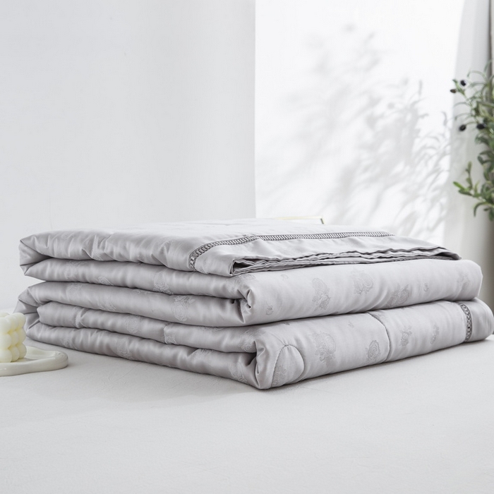 91家纺网 家纺一手货源 找家纺 鲁爱家纺供货 2025新款天丝夏被 花镜-太空灰