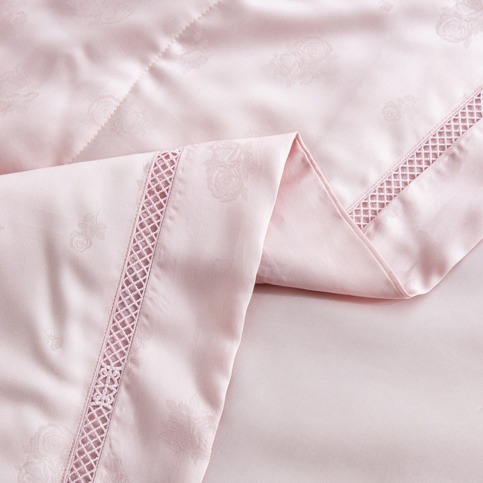 91家纺网 家纺一手货源 找家纺 鲁爱家纺供货 2025新款天丝夏被 花镜-玉颜粉