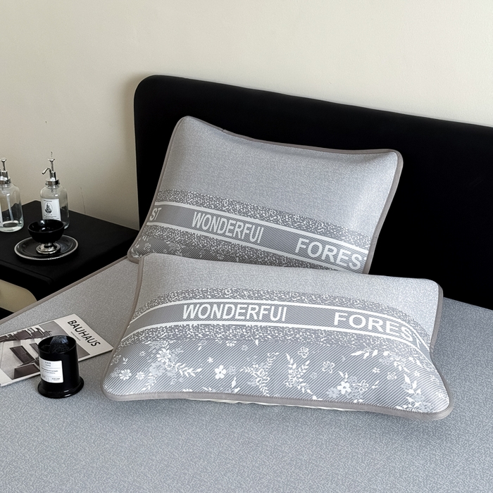 91家纺网 家纺一手货源 找家纺 九花鹿 2025新款A类PE凉感提花床笠款冰丝凉席软凉席可机洗可水洗 花梦（绅士灰）