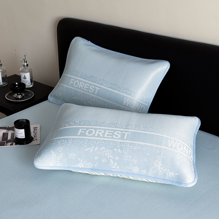 91家纺网 家纺一手货源 找家纺 九花鹿 2025新款A类PE凉感提花床笠款冰丝凉席软凉席可机洗可水洗 花梦（天空蓝）