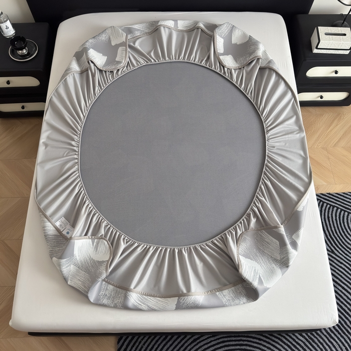 91家纺网 家纺一手货源 找家纺 九花鹿 2025新款A类PE凉感提花床笠款冰丝凉席软凉席可机洗可水洗 速写（高级灰）