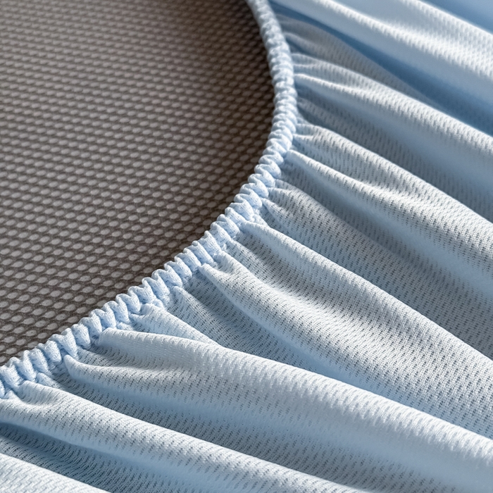 91家纺网 家纺一手货源 找家纺 九花鹿 2025新款A类PE凉感提花床笠款冰丝凉席软凉席可机洗可水洗 速写（天空蓝）