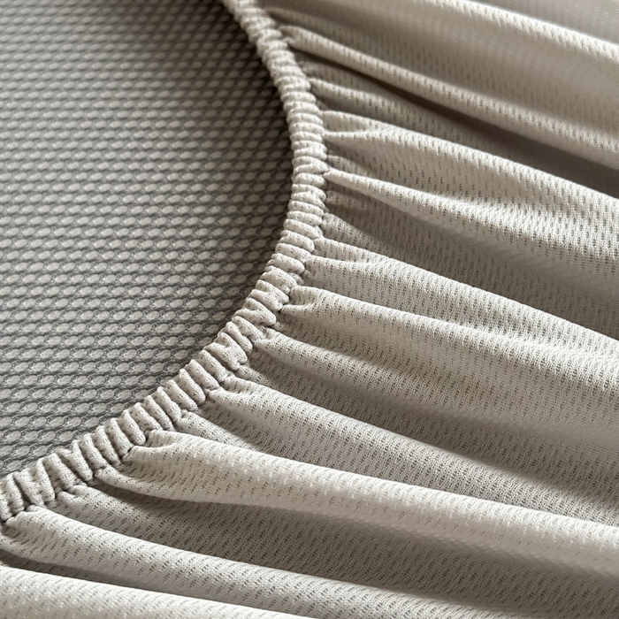 91家纺网 家纺一手货源 找家纺 九花鹿 2025新款A类PE凉感提花床笠款冰丝凉席软凉席可机洗可水洗 叶语（米灰）