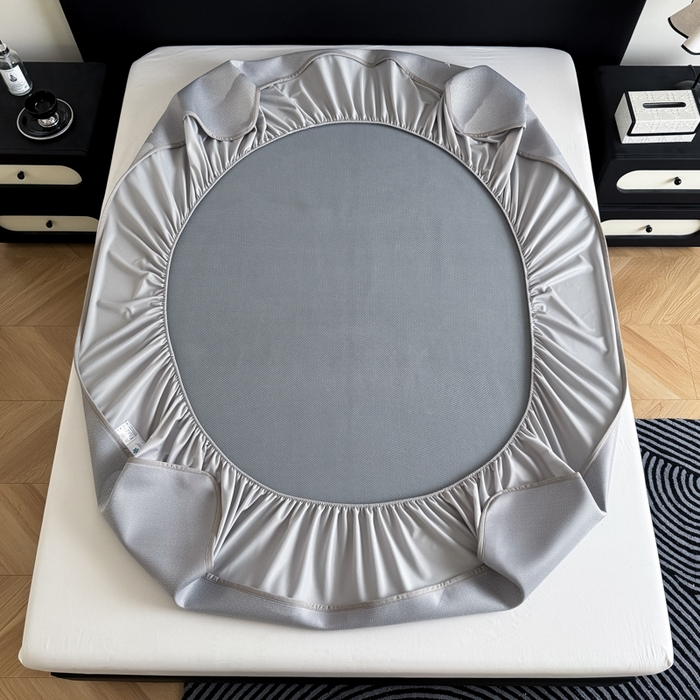 91家纺网 家纺一手货源 找家纺 九花鹿 2025新款A类PE凉感提花床笠款冰丝凉席软凉席可机洗可水洗 亦境（浅灰）