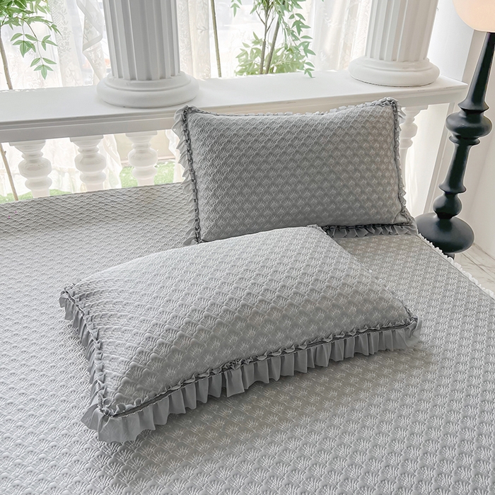 91家纺网 家纺一手货源 找家纺 乐居家纺 2025新款凉感凉豆豆凉席冰豆豆床裙系列 浅灰